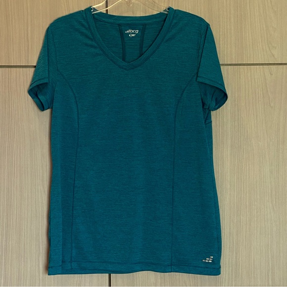 BCG Athletic Short Sleeve V-Neck T-shirt Turquoise Gym Workout Running - Picture 1 of 4